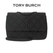 TORY BURCH Willa Classic Double T Logo Quilted Embossed Goat Leather Small Square Bag Medium Size Women's 149681-001 - Black - View 1