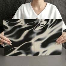 1件裝黑白漸層漩渦印花平板保護殼，附筆槽，相容 iPad 10代 Smart Case/Air 13(M3 2025)/Air 11/11(A16 2025)，相容 Oppo Pad、 Matepad、Vivo Pad、Honor Pad、Xiaoxin Pad - 彩色 - 查看 5