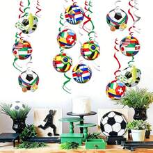 1 Set 30pcs Football Theme Birthday Decorations, Including Happy Birthday Decor And Hanging Swirls, Reusable Multi-Season Football Party Supplies, World Cup Football Party Decorations, Spiral Ribbons - View 7