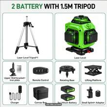 Yofidra Livelli laser 4D a 16 linee Strumento di livellamento di misurazione autolivellante a 360° orizzontale verticale Linea verde Livello laser - Spina tipo C UE (220-240 V) - Visualizzare 10