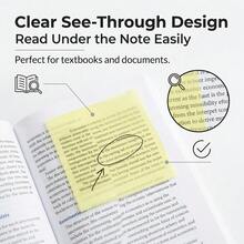 160pcs/100pcs Colorful Transparent Self-Adhesive Sticky Notes, Vibrant Random Colors, Semi-Transparent Design. Suitable For Marking Reading Content, Annotating Books, And Using As Office And Study Supplies. - one-size - View 4