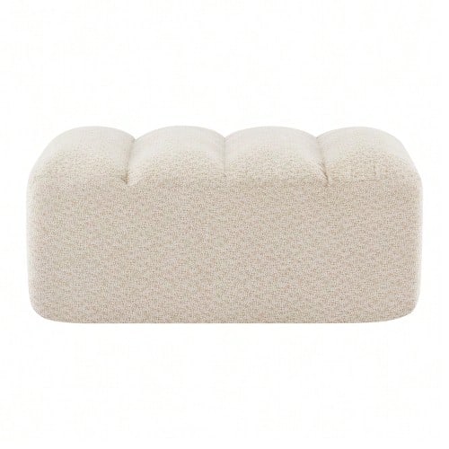 Bravo Ottoman In Grainy Fleece - Beige White - Beige - View 1