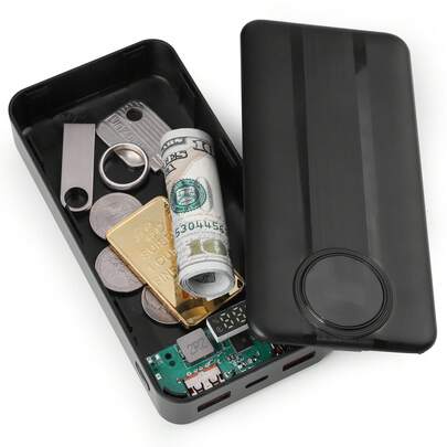 Caja fuerte oculta con batería externa, cargador falso, caja de almacenamiento oculta, mantén en secreto dinero en efectivo, llaves, joyas y objetos de valor para el hogar, viajes y oficina.