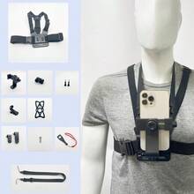 Adjustable Chest Mount Phone Holder Harness, Action Camera - Black Soft Pouch Design, Suitable For Cycling, Kayaking, Fishing, Skateboarding POV/VLOG Recording, Adventure Gear - Multicolor - View 9