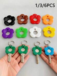 Teclas de Flores Coloridas (Con Etiquetas) – Cubiertas de Teclas Duraderas y Codificadas por Color, Adecuadas para Teclados de Hogar/Oficina; Cubiertas de Teclas de Tacto Suave con Etiquetas de Identificación, Convenientes para la Identificación Rápida de Teclas; Organizador de Llavero Elegante y Fácil de Instalar - Multicolor - Ver 3