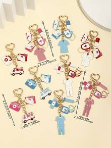 Cute Alloy Enamel Nurse Uniform Tool Shaped Keychain, Health Care Gift, Nurses Day, Mother's Day Gift, Ideal Gift For Best Friend - Multicolor - View 4