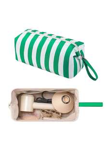 1pc Colorful Striped Print Hair Dryer Storage Bag Curling Iron Pouch With Inner Pocket, Travel Hair Styling Tool Bag Carrying Case Makeup Bag, Gift - Multicolor - View 14