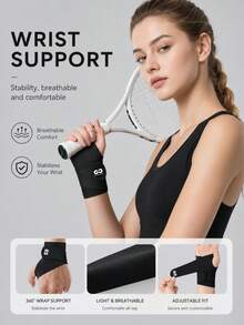 GOLOVEJOY 1pc Adjustable Wrist Support Wrap, Breathable Lightweight Thumb Hole Wristband For Golf, Fitness, Tennis & Daily Use - Multicolor - View 9