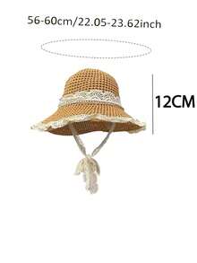 Sombrero Visera para Mujeres con Borde de Encaje, Sombrero de Paja de Ala Ancha y Sombrero de Paja de Ala Ancha Enrollable con Coleta, Sombrero de Playa de Verano con Protección UV UPF, Plegable y Portátil para Viajes, Estilo Bohemio con Lazo - Multicolor 4 - Ver 2