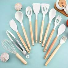 19Pcs Silicone Kitchen Utensil Set – Non Stick Cooking Tools With Wooden Handle, Spatula & Spoon For Home - Mint Green - View 6