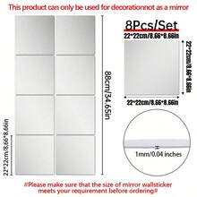 4/8-Piece Set Of Square Decorative Mirror Wall Stickers3d Mirror Brick Wall StickersDiy Wall Decoration1mmUltraThinAcrylicMirrorStickers,Wall Stickers - Silver - View 18