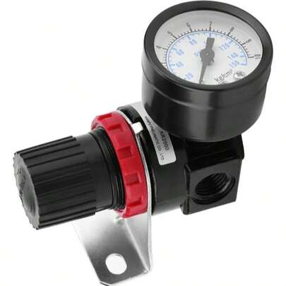 Regulador Aire Manometro Cuerda 1/4 Npt + Conector De 8 Mm