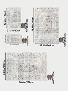 1 pieza Alfombra de sala de estar gris claro desgastada, adecuada para cocina, comedor, dormitorio, decoración de habitación festiva, interior/exterior, oficina, vestíbulo, felpudo antideslizante, alfombra de baño, pasillo, área de estudio y juegos - Gris Claro - Ver 5