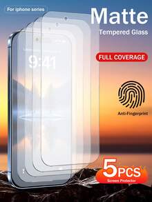 5 piezas Protector de pantalla de vidrio templado mate anti-huellas para iPhone 17/17 Plus/17 Pro/17 Pro Max Protector de pantalla esmerilado para juegos - 5 unidades - Ver 1