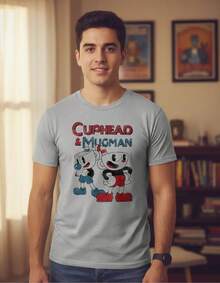 Playera Grapics  Mugman Gamer Geek Videojuego - Blanco - Ver 4