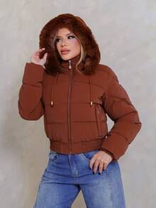 Women Down Coats - Camel - View 2
