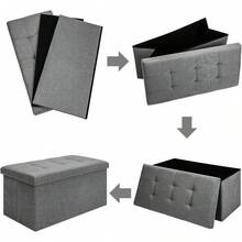 Grey Folding Storage Bench With Lid, Multifunctional Stool For Home & Entryway - Dark Gray - View 4
