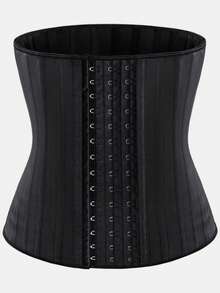 Women's Waist Shaping Waist Cincher Abdominal Control Belt With 3 Rows Of Hooks, Black Corset - Black - View 2