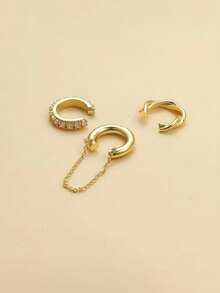 European And American Rhinestone C-Shaped Non-Pierced Ear Cuff Vintage Personalized Set Combination Non-Pierced Ear Cuff - Gold - View 3
