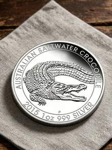 1pc Australian Crocodile Elizabeth Non-Magnetic Replica Coin, Commemorative Coin Ornament, Fun Gift, Inspiring Choice - Silver - View 2