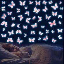3pcs High Quality Glow-In-The-Dark Pink Butterfly Wall Stickers, Blue Light Fluorescent Wall Decals, Removable Wall Art, Suitable For Home Decor, Bedroom Decor, Room Decor - Multiple Styles - View 7