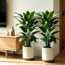 2pcs Artificial Banana Tree, Low Maintenance Plastic Decor, Suitable For Indoor And Outdoor Use. Perfect For Garden, Wedding, Home, Office, Ideal For Hawaiian Modern Nordic Or Tropical Theme Design. Suitable For Home, Office, Wedding, Party, Porch And Windowsill Decoration, No Maintenance, No Power Required, Indoor And Outdoor Decor, Modern Decor, Natural Appearance - Multicolor - View 3
