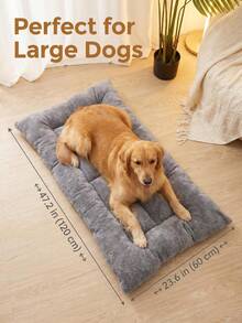 Đệm ngủ cho chó lớn 47.2" X 23.6", thảm thú cưng lông nhung hai mặt, mặt ấm bằng nỉ cho mùa đông & mặt mát cho mùa hè, đệm ngủ cho chó có thể giặt, phù hợp cho Golden Retrievers, Labradors, lồng, chuồng & sử dụng trên sàn - Xám - Xem 2
