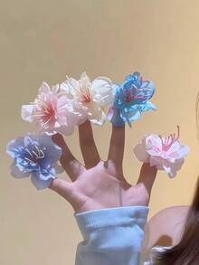 4pcs/Set Pastel Flower Hair Clips, 3D Gradient Petal Flower Hair Clips, Sweet Bohemian Style Women's Hair Clips, Suitable For Wedding, Party And Vacation Use,Claw Clips - Multicolor - View 6