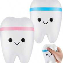 Juguete de apretar con rebote lento en forma de diente lindo, juguete de alivio del estrés con rebote lento estilo japonés en forma de diente lindo, juguete para dedos para adolescentes y adultos, regalo de fiesta con tema dental - Multicolor - Ver 1