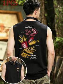 A 180g Heavyweight 100% Cotton Dark American-Style Loose Casual Short-Sleeved T-Shirt With A Small Collar And Distressed Wash Finish. - Black - View 1