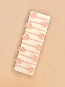 12pcs Random Light Pink Transparent Crystal Rose Hair Ties Set, Versatile Floral Hair Accessories For Girls, Daily And Holiday Wear - Multicolor - View 3