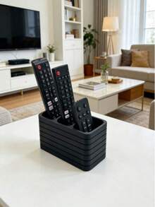 1pc Modern Remote Control Holder - Suitable For TV/DVD/Blu-Ray/Audio System/Game Console - Living Room/Bedroom Media Storage Rack - Decorative Remote Control Storage Box With Storage Space - No Power Required, Easy To Use, Durable Plastic Storage Box Can Hold 1/2/3 Remote Controls - View 8