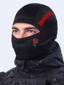 1/2pcs Red Rose & Backwoods Letter Print Balaclava, Breathable Mesh Full Face Ski Mask, Hip Hop Streetwear Headwear, Suitable For Motorcycle Riding, Cycling And Daily Fashion - Multicolor - View 8