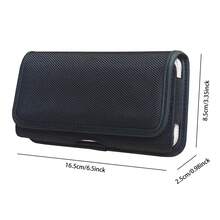 Phone Waist Pouch With Card Slot, Belt Loop Phone Leather Case, Nylon Oxford Fabric Phone Protective Cover - Black - View 8