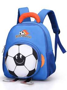 Student Backpack New Cartoon Pattern Football Print Shoulder Bag Small School Bag Lightweight Comfortable Fashion Backpack - Sapphire Blue - View 6