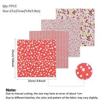 7件裝花卉與波點拼接布料方塊 9.8"X9.8"，彩色縫製布料套組，適用於拼布、DIY手工、剪貼簿、娃娃衣服、寵物衣物、手工縫製項目與配件 - 彩色 - 查看 4