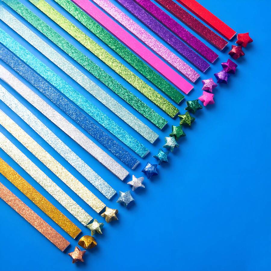 360 Sheets Sparkling Diamond Star Lucky Star Folding Paper In 18 Colors Sparkling Pink Sparkling Star Folding Paper