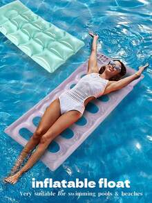 Transparent Macaron Inflatable Water Bed, Adult Size Large Full Body Floating Pool Lounger With Headrest, Skin-Friendly Heat-Resistant PVC Portable Pool Float, Suitable For Beach, Lake, Summer Sunbathing, Pool Leisure - Multicolor - View 1