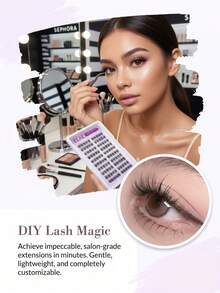 ELAE 100Pcs Individual Lash Clusters 10 Rows Natural C Curl Eyelash Extensions DIY At Home Salon Quality Wispy False Eyelashes Pack - 細長睫毛 - 查看 3