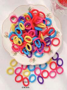200/100/50/20/10pcs/Pack Assorted Cute Cartoon Elastic Hair Ties Set, OPP Bag Packaging Only - Multicolor - View 16