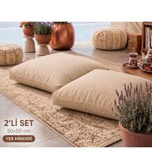 Premium Floor Cushion 50x50 Cm – Soft Fiber-Filled Decorative Seating Cushion - Apricot - View 6