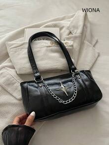 Fashion Minimalist 2026 New Solid Color Niche Versatile Underarm Bag - Black - View 1
