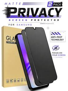 2片裝磨砂陶瓷隱私螢幕保護貼，易安裝手機配件，相容 Galaxy A56 A17 A16 A15 A14 A13 A12 A26 A25 A24 A23 A22 A36 A35 A34 A33 A32 A55 A54 A53 A52 A07 A06 A05 A05S A04 A03 - 黑色 - 查看 9