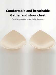 1 Pair Thickened Triangle Sponge Bra Pads, Sports Bra Insert Pads, Thickened Design For Full Shaping, Triangle Shape Fits Cup And Doesn't Shift Easily, Suitable For Sports Bras, Yoga Wear, Regular Bras, Comfortable & Confident - Apricot - View 7