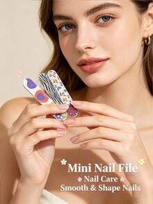 Tragbare Mini-Taschen-EVA-Nagelfeile, doppelseitiger Nagelbuffer, dekorativ mit buntem Blumen-, Tier- und Fruchtmuster, kompakter Reise-Nagelbuffer, geeignet zum Formen, Trimmen und Polieren von Nägeln unterwegs, für den täglichen Gebrauch - A - Übersicht 9