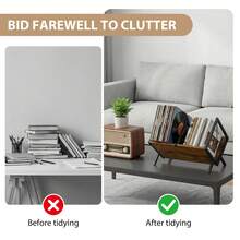 Vinyl Record Storage Rack, 80-100 LP Capacity Record Holder With Adjustable Divider, Rustic Brown Particleboard & Iron Vinyl Display Shelf, Non-Slip Clip, Open Design, Multi-Purpose Organizer For Albums, Magazines, Books 30x40x30cm - View 8