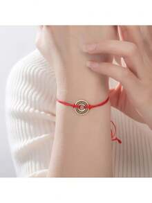 LIKGREAT 1pc Stainless Steel Nordic Runes Round Charm Bracelet Women Men Adjustable Black Red Rope Bracelets Amulet Protective Jewelry Gift - Bracelet Series - View 7