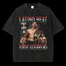 Cotton, Retro Washed Graphic T-Shirt, 100 Percent Cotton, Eddie Guerrero Vintage, Wrestling T-Shirt, T-Shirt, Wrestling Gift, Sports T-Shirt, Training T-Shirt - 黑色 - 查看 1