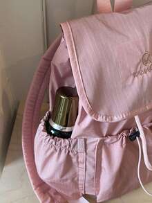 Nueva mochila para mujer, bolso de mano de unicolor popular, bolso versátil de gran capacidad para estudiantes - Rosa - Ver 4