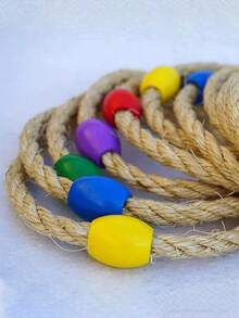 Juego de lanzamiento de aros con cuerda de cáñamo para exteriores (1/3/5 unidades), ideal para actividades escolares (color aleatorio). - Multicolor - Ver 4